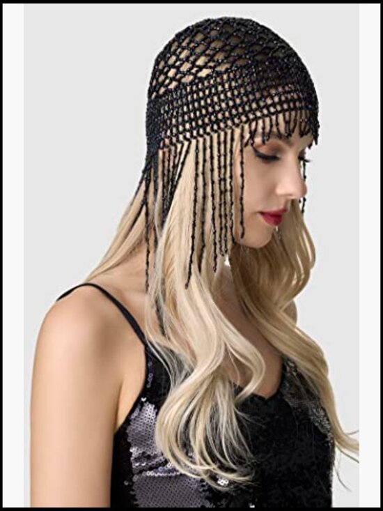 Art Deco Beaded Cap Headpiece Gatsby Flapper Headband Vintage Hair Accessory main image 5